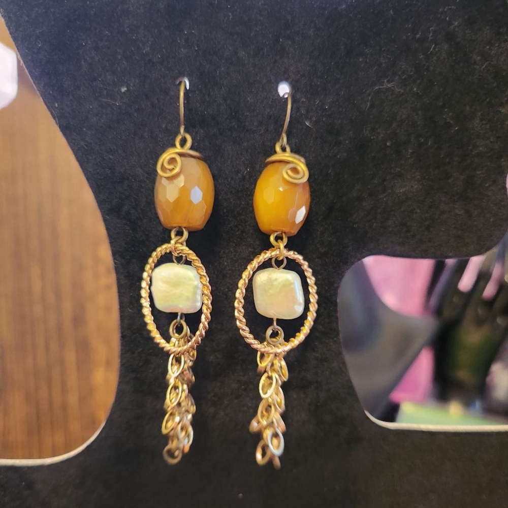 Wild & Free Gold & Brown Drop Earrings